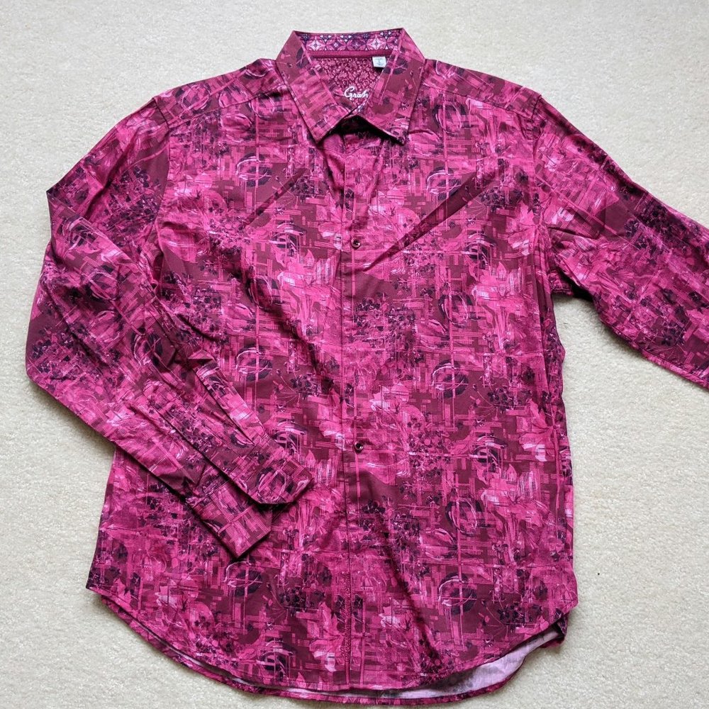 Robert Graham Pink Geometric Mens Dress Shirt L